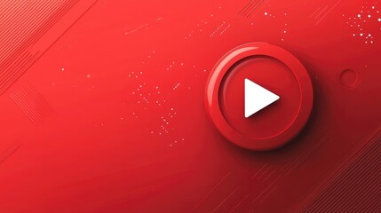 Aufkleber - A simple, clean red background with a play symbol or push button, conveying the idea of initiating something new, whether a career or creative project