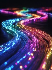 Poster - Abstract Rainbow Fiber Optics Light Trails