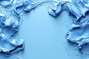 Poster - Blue paint splattered on a textured blue background creating an abstract artistic composition