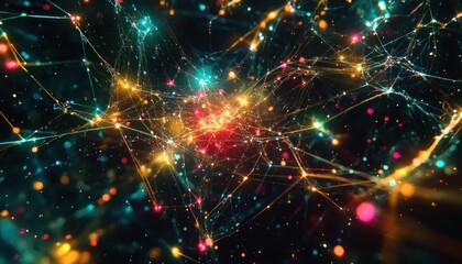 Poster - Intricate Network of Glowing Lines and Nodes