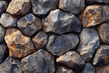 Poster - Pile of assorted rocks in various shapes and sizes on a natural outdoor surface