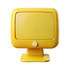 Fototapete - Yellow modern realistic computer monitor. 3d rendering isolated on white background. Cartoon plastic style icon