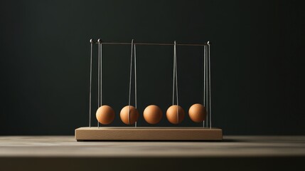 Poster - Newton cradle with the balls swinging, showcasing the principles of physics and motion, ideal for educational or scientific content