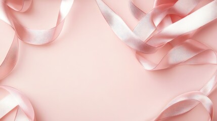 Poster - Soft pastel pink background with a satin ribbon frame, creating an elegant and feminine design perfect for invitations or stylish content