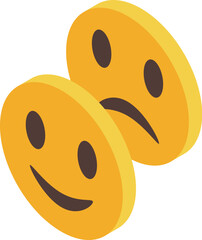 Poster - Bipolar disorder represented by happy and sad emojis, mood swing concept