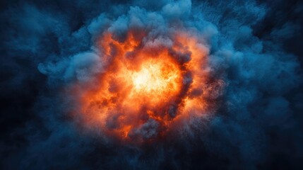 Poster - Thick smoke billowing outward in a dramatic explosion, leaving the center open for adding text or images. Perfect for spooky, mysterious Halloween themes