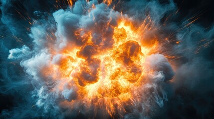 Poster - Thick smoke billowing outward in a dramatic explosion, leaving the center open for adding text or images. Perfect for spooky, mysterious Halloween themes