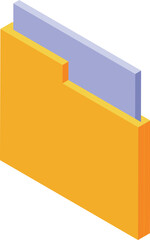 Poster - Isometric projection of a yellow folder storing a document, ideal for digital organization and file management concepts