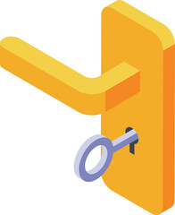 Poster - Key inserted in gold door handle, symbolizing security, access, and privacy in residential or commercial settings