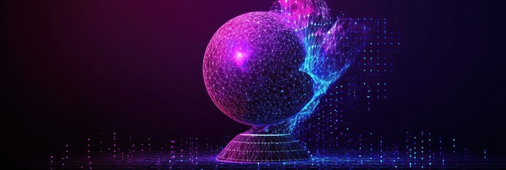 Wall Mural - glowing orb on a stand with particle effects.