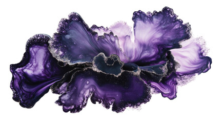Poster - Purple and gold abstract flower blooming on transparent background