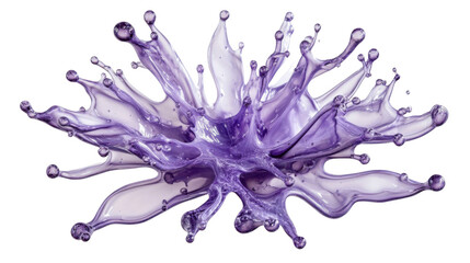 Poster - Purple liquid splashing and creating a crown shape with transparent background
