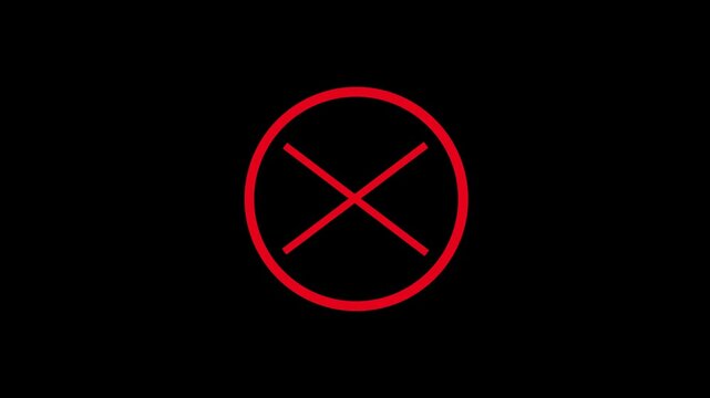 Purple cross x sign. Cross animated on black screen .Red X sign icon in round. Wrong mark collection. Red cross X symbol. Red grunge X icon.