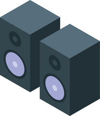 Poster - Studio monitor speakers playing loud music, providing high quality audio for professional or home entertainment