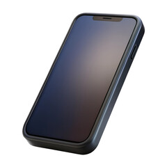 Fototapete - Black mobile phone. 3d rendering isolated on white background. Cartoon plastic style icon