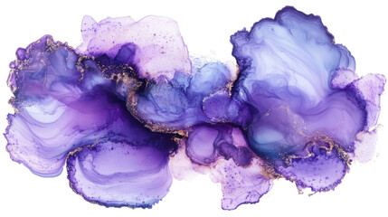 Poster - purple and gold alcohol ink painting with transparent background