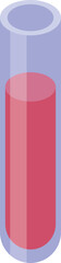 Poster - Transparent glass test tube filled with red liquid used in a scientific experiment, presented in isometric view