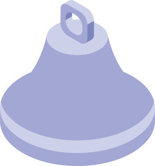 Poster - Purple bell icon represents notification, ringing sound, or alarm in isometric view