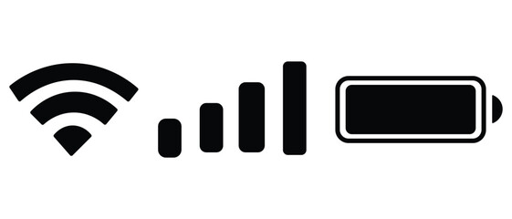 Poster - Wifi icon, charging status symbol, Status bar for phone. Vector phone mobile signal. wifi and mobile status bar connection icon, gsm signal icon. vector illustration. 