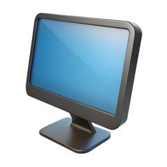 Fototapete - Black modern realistic computer monitor. 3d rendering isolated on white background. Cartoon plastic style icon