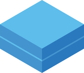 Poster - Simple blue rectangular box with a line in the middle, presented in isometric view, ideal for concepts related to storage, shipping, or packaging