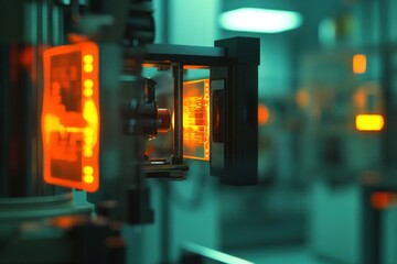 Poster - High-tech machinery with glowing components in lab