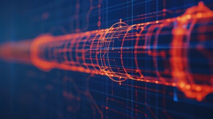 Poster - Abstract Technology Background with Orange and Blue Grid Design