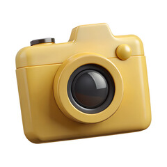 Fototapete - Yellow vintage photo camera. 3d rendering isolated on white background. Cartoon plastic style icon