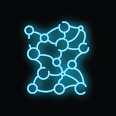 Poster - abstract representation of blockchain technology with glowing neon lines and nodes
