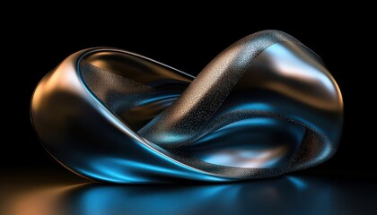 Aufkleber - Futuristic Abstract Sculpture Blue Light Metallic Texture Minimalist Design