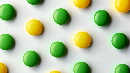 Poster - Close up of green and yellow candies. The candies are arranged in a pattern of alternating colors