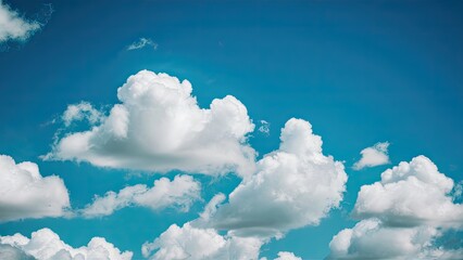 Aufkleber - Serene azure sky with fluffy white clouds gently scattered creates a fresh and calming atmosphere perfect for nature-themed imagery