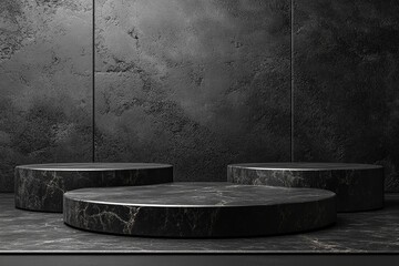 Poster - Black and white marble table with elegant patterns and textures for modern interior decoration