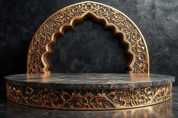 Poster - Marble table with gold frame design in modern interior setting for stylish home decor inspiration