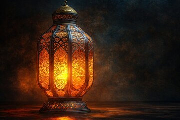 Poster - Lantern with a glowing flame illuminating a dark background in a peaceful setting
