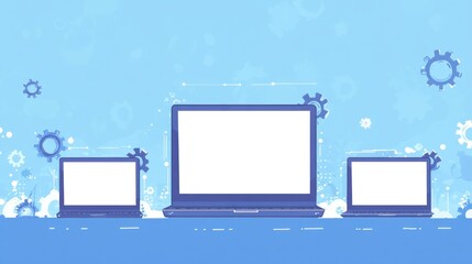 Laptops, technology,  connectivity, gears, background, website design