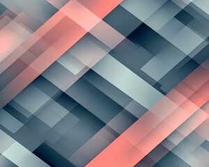 Poster - Abstract geometric pattern with overlapping translucent rectangles in coral and grey tones.