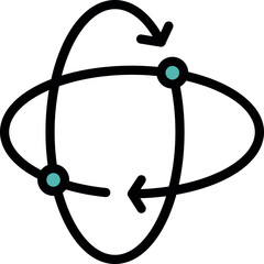 Poster - Simple elliptical orbit icon representing two arrows rotating around two points, ideal for illustrating scientific or mathematical concepts