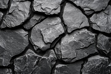 Aufkleber - Black stone wall texture against a solid black background for design and artistic use