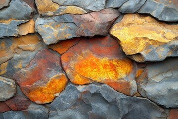 Aufkleber - Fire burning in a rock wall formation creating a dramatic natural landscape scene