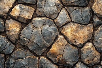 Poster - Rock wall with yellow and black background showcasing natural textures and colors in a unique pattern