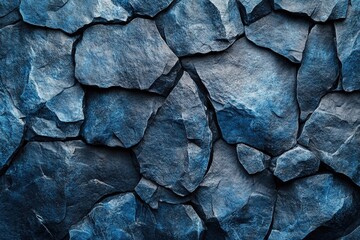 Poster - Blue stone wall texture with dark background for design and architectural use