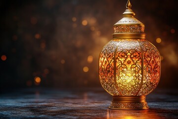 Poster - Lit candle with intricate pattern casting warm light on a dark surface