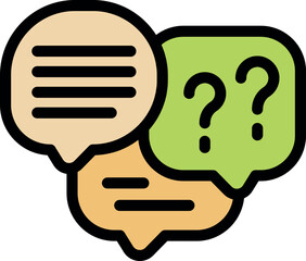 Poster - Colorful speech bubbles representing communication, questions, answers, and the exchange of information