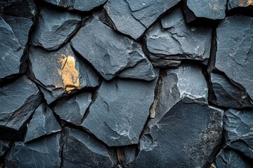 Aufkleber - Close up view of textured rock wall with natural lighting and shadows highlighting surface details