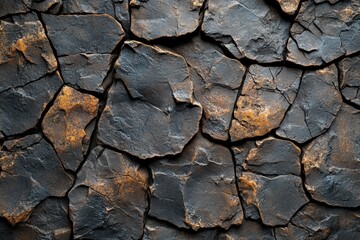 Poster - Close up image of a rock wall with distinct rusty texture and natural patterns