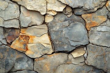 Poster - Close up of a rock wall showing rusted paint and textural details in natural environment