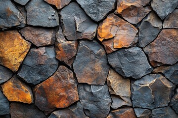 Poster - Close up view of a textured rock wall showing natural patterns and colors