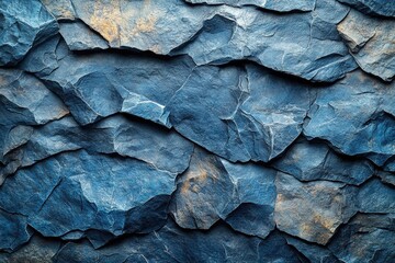 Aufkleber - Blue rock wall with yellow and black paint creating a textured and colorful surface design