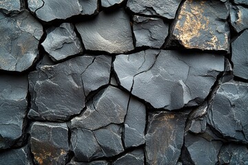 Poster - Close up view of a textured rock wall with various colors and patterns in natural setting